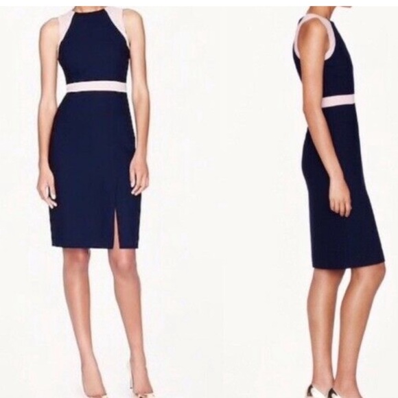 J.CREW Gwen navy blue colorblock sheath dress NEW NWT Size 8 nude blush pink - Picture 5 of 9